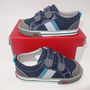 NEW See Kai Run Russell Shoes Navy Blue Teal Baby Toddler Children's Size 4